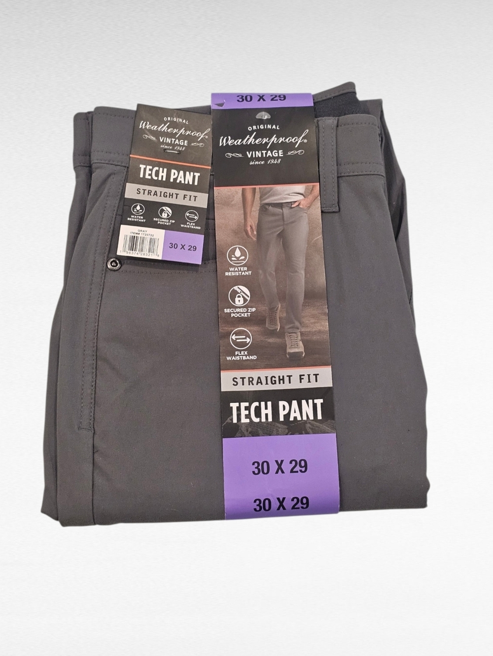 Weatherproof Vintage Straight Fit Tech Pants Water Resistant Gray 30 x 29